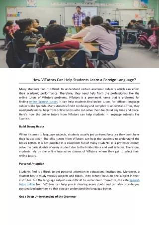 how vitutors can help students learn a foreign