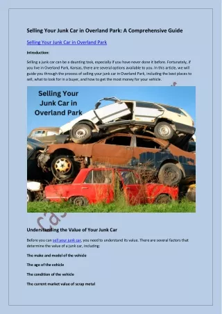 Selling Your Junk Car in Overland Park