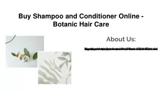 Buy Shampoo and Conditioner Online - Botanic Hair Care