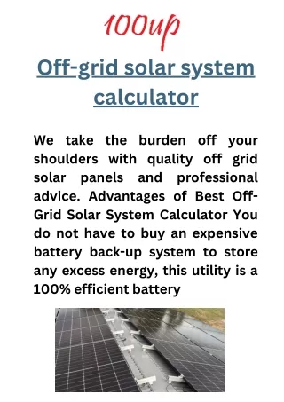 Off-grid solar system calculator