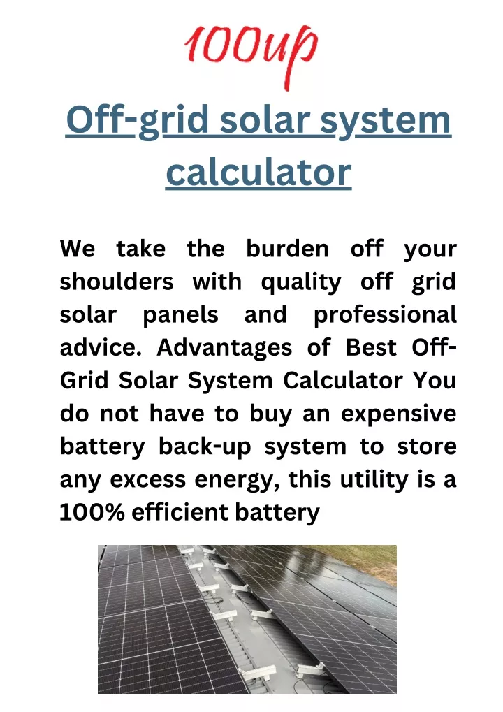 off grid solar system calculator
