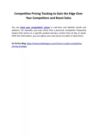 competitive pricing tracking to gain the edge