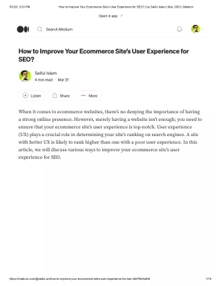How to Improve Your Ecommerce Site’s User Experience for SEO_ _ by Saiful Islam _ Mar, 2023 _ Medium