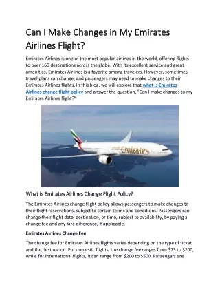 Can I Make Changes in My Emirates Airlines Flight