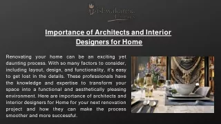 Importance of Architects and Interior Designers for Home