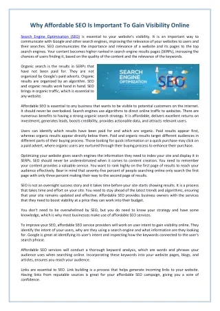 why affordable seo is important to gain
