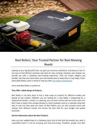 Reel Rollers Your Trusted Partner for Reel Mowing Needs