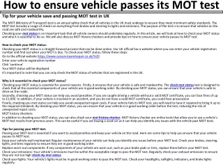 how to ensure vehicle passes its mot test
