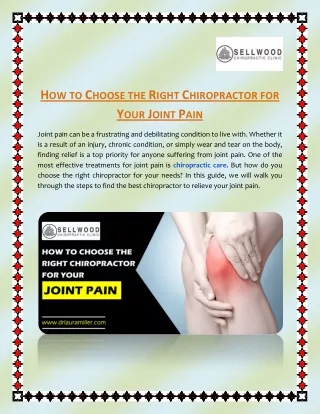 How to Choose the Right Chiropractor for Your Joint Pain