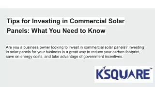Tips for Investing in Commercial Solar Panels