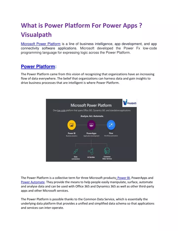 what is power platform for power apps visualpath