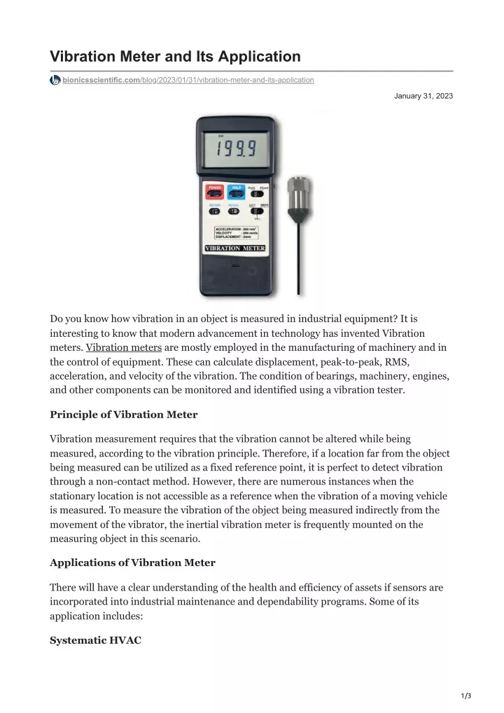 vibration meter and its application