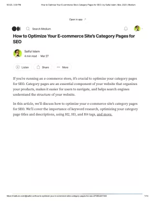 How to Optimize Your E-commerce Site’s Category Pages for SEO _ by Saiful Islam _ Mar, 2023 _ Medium