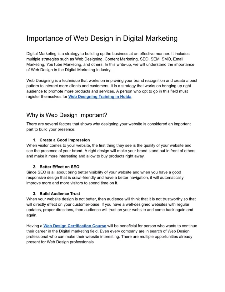 importance of web design in digital marketing