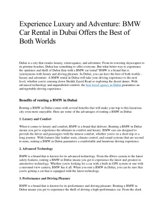 Best Travel Agency in Dubai | Dubai Top Travel Agencies | BMW car rental Dubai
