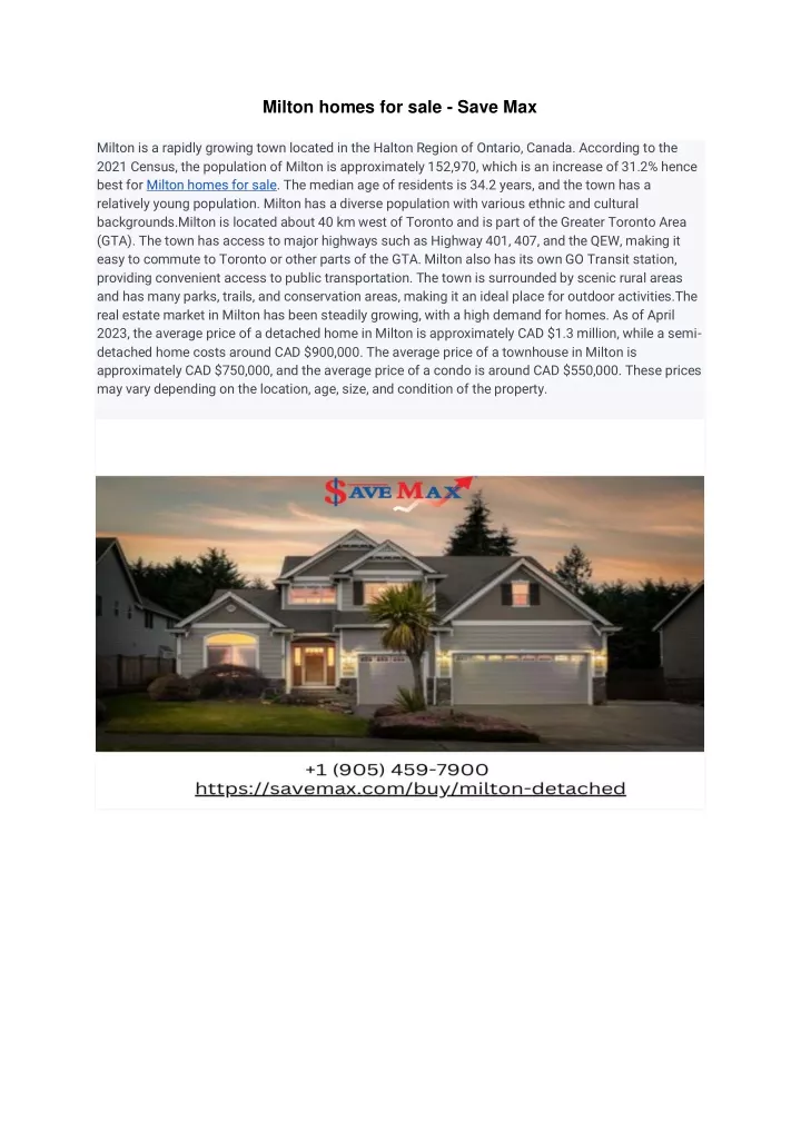 milton homes for sale save max