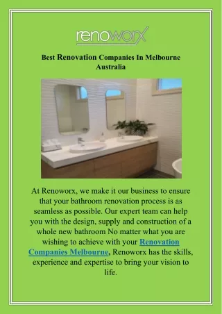 Best Renovation Companies In Melbourne Australia