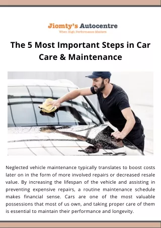 The 5 Most Important Steps in Car Care & Maintenance