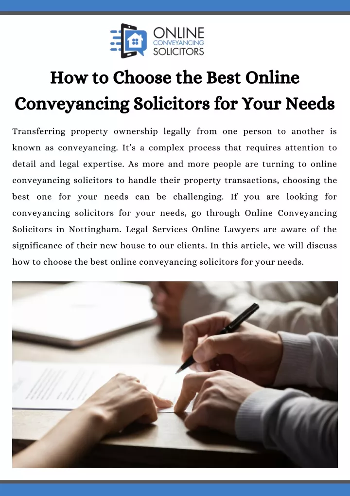 how to choose the best online conveyancing