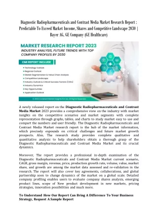 Diagnostic Radiopharmaceuticals and Contrast Media Market Research Report
