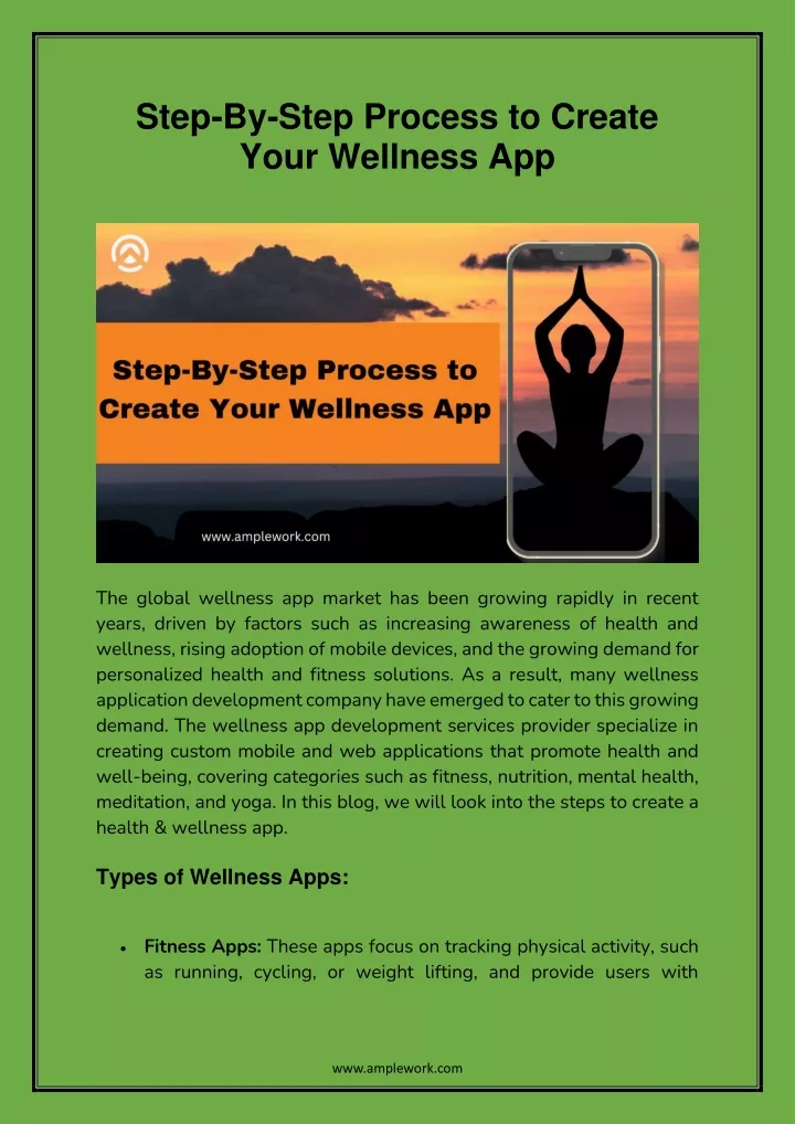 step by step process to create your wellness app