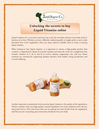 Unlocking the secrets to buy Liquid Vitamins online