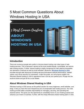 5 most common questions about windows hosting
