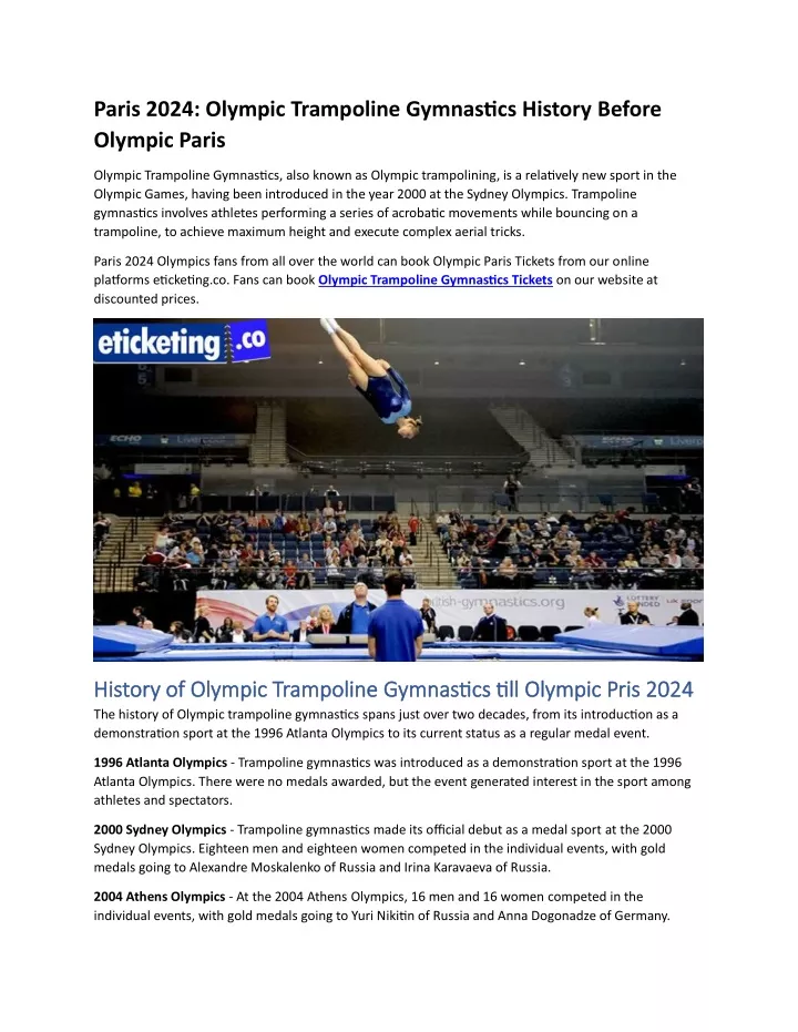 paris 2024 olympic trampoline gymnastics history
