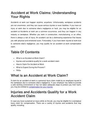 Accident at Work Claims: Understanding Your Rights