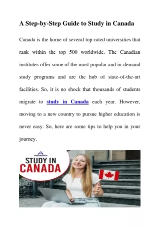 A Step-by-Step Guide to Study in Canada