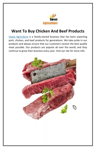 Want To Buy Chicken And Beef Products