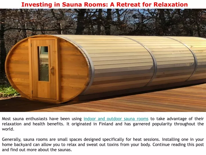 investing in sauna rooms a retreat for relaxation