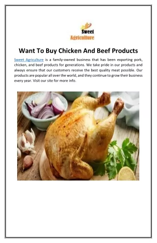 Want To Buy Chicken And Beef Products