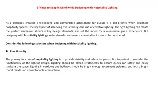6 Things to Keep in Mind while Designing with Hospitality Lighting