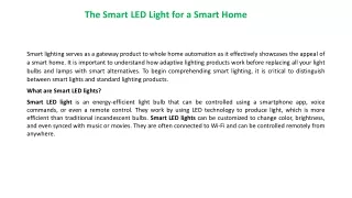 The Smart LED Light for a Smart Home