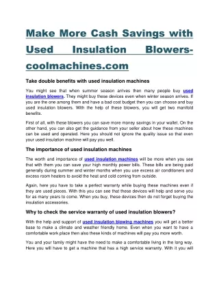 Make More Cash Savings with Used Insulation Blowers-coolmachines.com