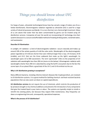 Things you should know about UVC disinfection