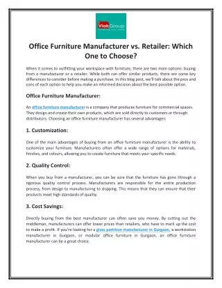 Office Furniture Manufacturer vs. Retailer: Which One to Choose
