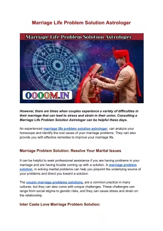 marriage life problem solution astrologer