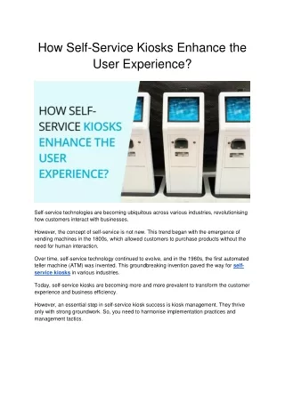 how self service kiosks enhance the user