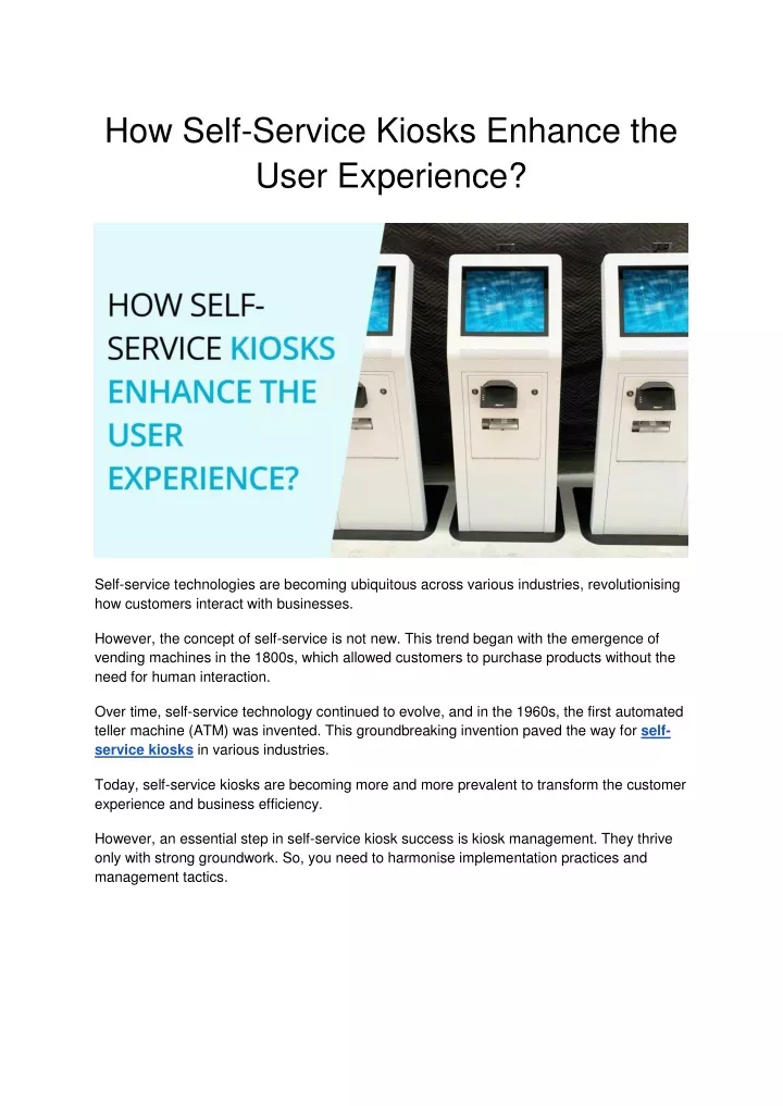 how self service kiosks enhance the user