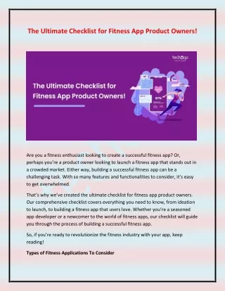the ultimate checklist for fitness app product