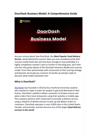 doordash business model a comprehensive guide