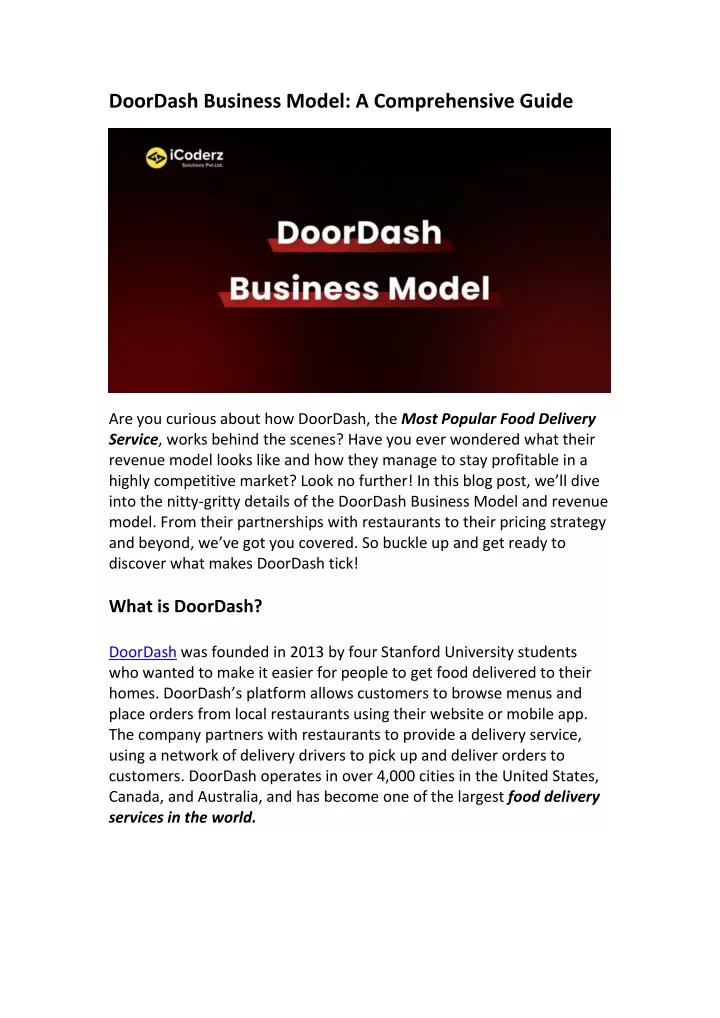 doordash business model a comprehensive guide