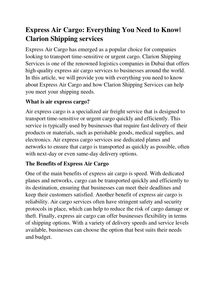 express air cargo everything you need to know