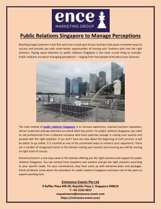 Public Relations Singapore to Manage Perceptions