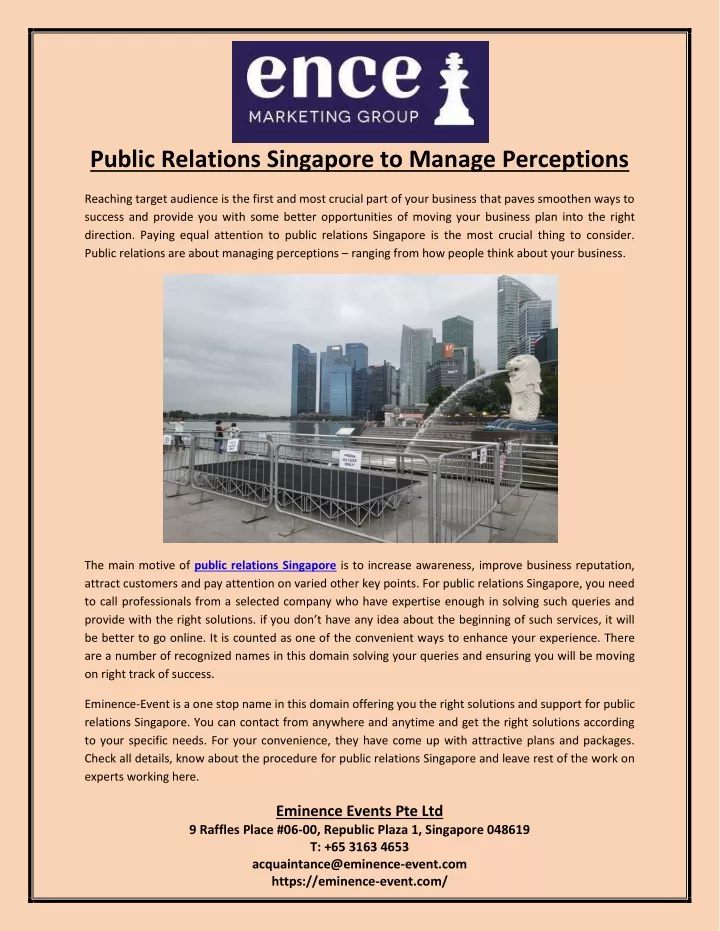 public relations singapore to manage perceptions