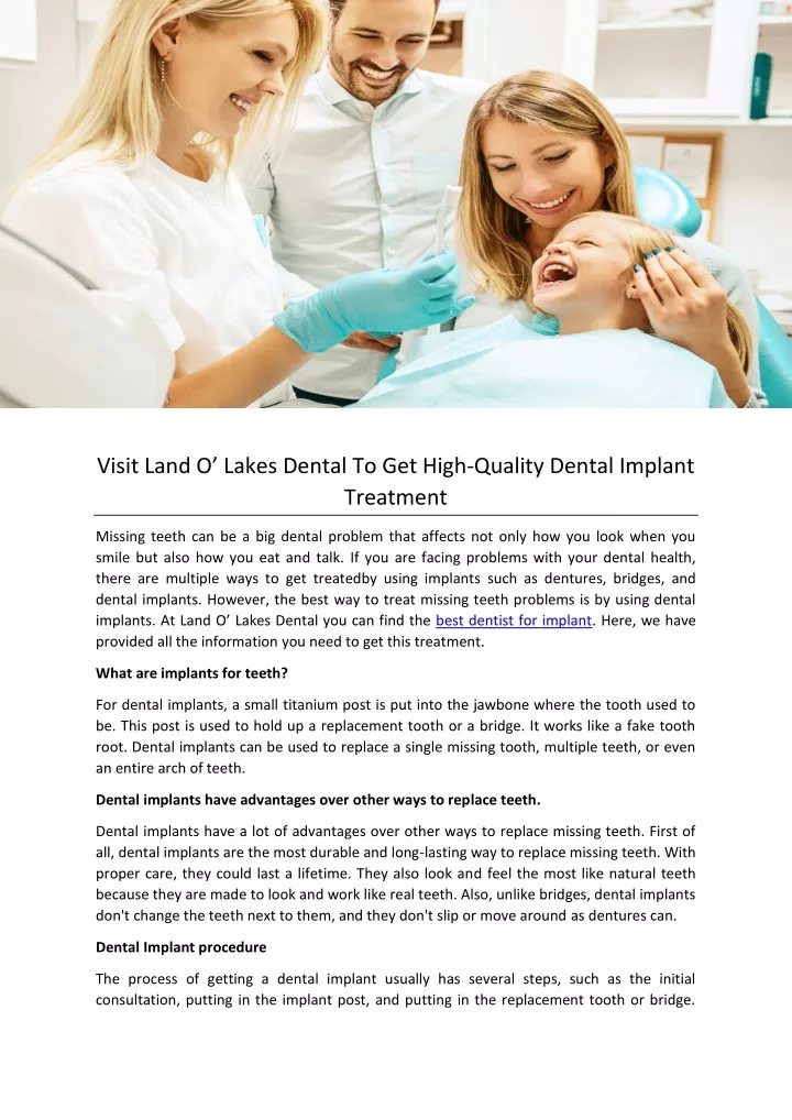 visit land o lakes dental to get high quality