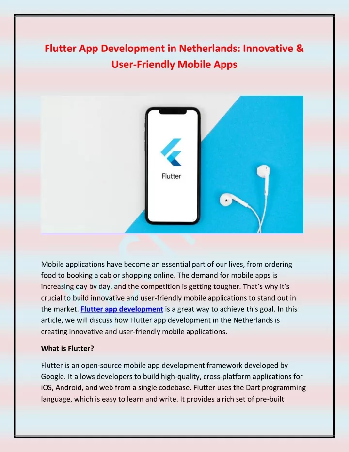 flutter app development in netherlands innovative