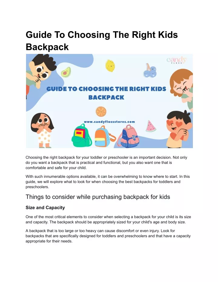guide to choosing the right kids backpack